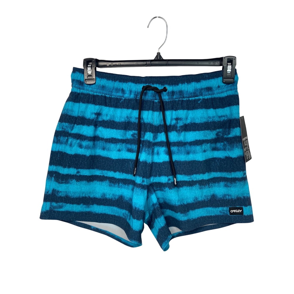 Oakley Blur Stripes RC‎ 16" Beachshort Men's Small NWT Blue Striped Swim Trunks - Picture 2 of 7